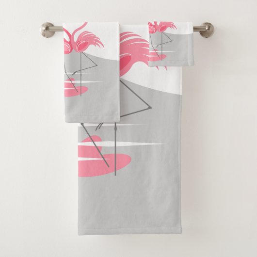 Flamant rose Love Large Lune ensemble de serviette (En situation)