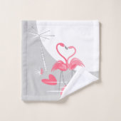 Flamant rose Love Large Lune ensemble de serviette (Gant de toilette)