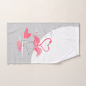 Flamant rose Love Large Lune ensemble de serviette (Serviette à main)