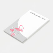 Flamant rose Love Large Lune post-it notes vertica (Incliné)