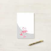 Flamant rose Love Large Lune post-it notes vertica (Sur un bureau)