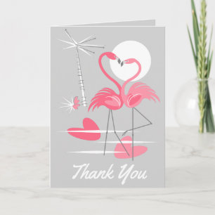 Flamant rose Love Merci texte en gris