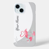 Flamant rose Love Moon Nom coque iphone horizontal (Verso)