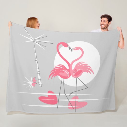 Flamant rose Love polaire couverture large horizon (En situation)