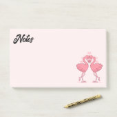 Flamant rose Love Post-it Notes (Sur un bureau)