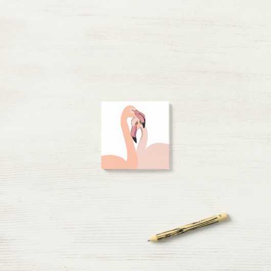 Flamant rose Love Post-it® Notes (Sur un bureau)