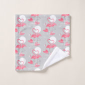 Flamant rose Love Serviette carrelée (Gant de toilette)