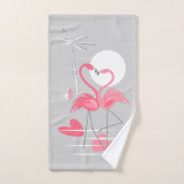 Flamant rose Love serviette set (Serviette à main)