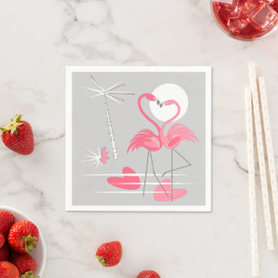 Flamant rose Love serviettes en papier