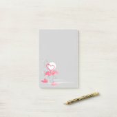 Flamant rose Love Side post-it note verticale (Sur un bureau)