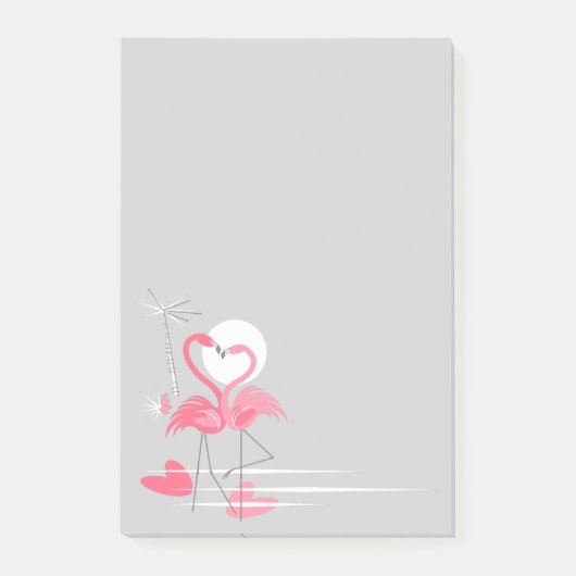 Flamant rose Love Side post-it note verticale (Devant)