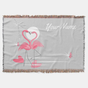 Flamant rose Love Side Texte jeter la couverture