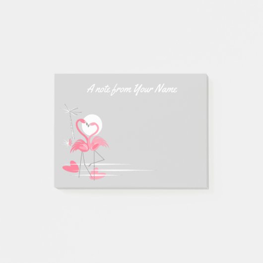Flamant rose Love Side Texte post-it notes (Devant)
