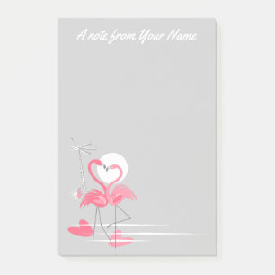 Flamant rose Love Side Texte post-it notes vertica