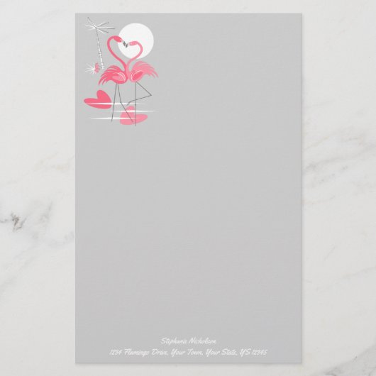 Flamant rose Love Texte papeterie (Devant)