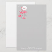 Flamant rose Love Texte papeterie (Devant / Derrière)