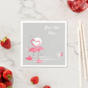 Flamant rose Love Texte serviettes en papier