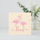 Flamant rose Love Valentines Carte Plat (Debout devant)