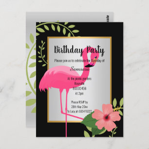 FLAMANT ROSE LUMINEUX HIBISCUS INVITATION EN OR EN