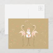 Flamant rose Mariage carte postale paysage (Devant / Derrière)