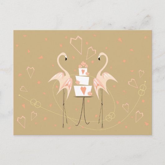 Flamant rose Mariage carte postale paysage (Devant)