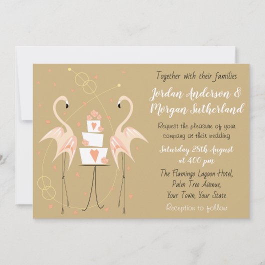 Flamant rose Mariage lansdcape invitation (Devant)