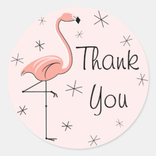 Flamant rose Merci rose autocollant