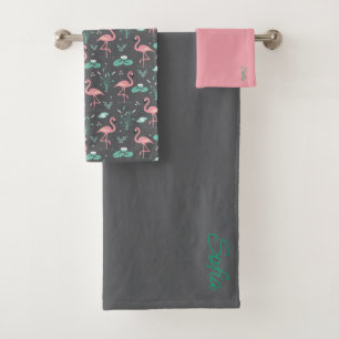  Flamant rose mignon motif turquoise gris