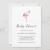 Flamant rose moderne| Invitation Baby shower (Devant)