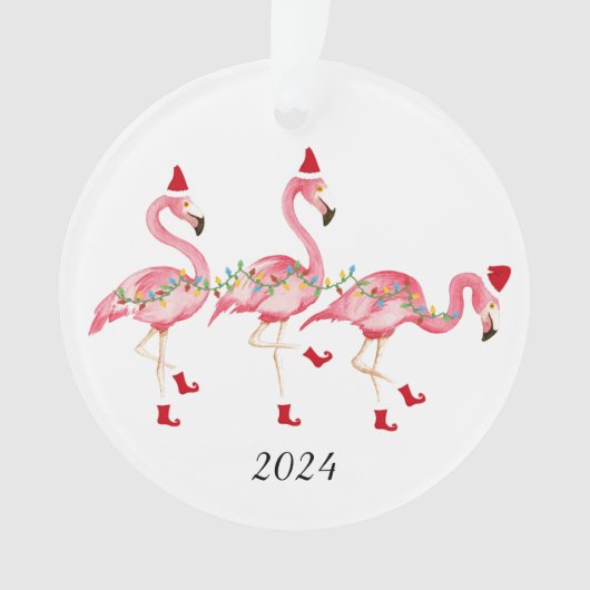 Flamant rose monographie ornement de Noël (devant)
