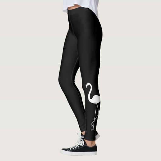 Flamant rose noir et blanc super mignon Leggings (Gauche)