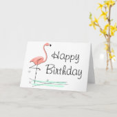 Flamant rose Ocean Bonne carte de voeux d'annivers (Fleur jaune)