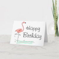 Flamant rose Ocean Bonne carte de voeux d'annivers