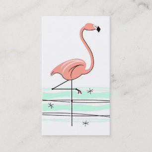 Flamant rose Océan carte de visite blanc