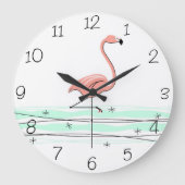 Flamant rose Océan chiffres horloge (Recto)