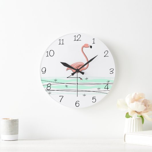Flamant rose Océan chiffres horloge (Maison)