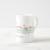 Flamant rose Ocean Line Texte en os chine mug (Devant droit)