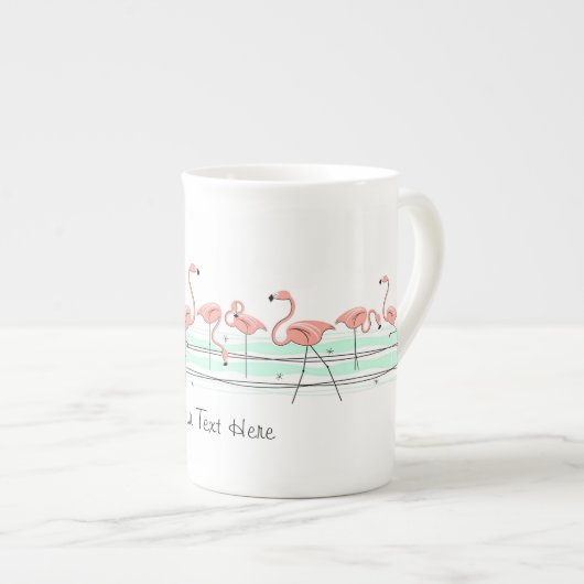 Flamant rose Ocean Line Texte en os chine mug (Devant droit)