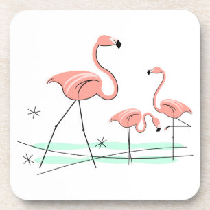 Flamant rose Ocean Trio 2 dessous de verre en plas