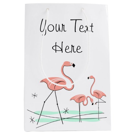 Flamant rose Ocean Trio 2 Sac cadeau texte moyen (Devant)