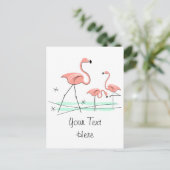 Flamant rose Ocean Trio 2 Texte carte postale (Debout devant)