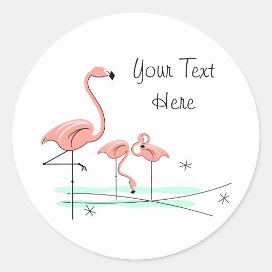 Flamant rose Ocean Trio 4 Texte autocollant (Devant)