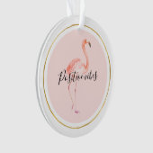 Flamant rose or et cadre personnalisé (devant)