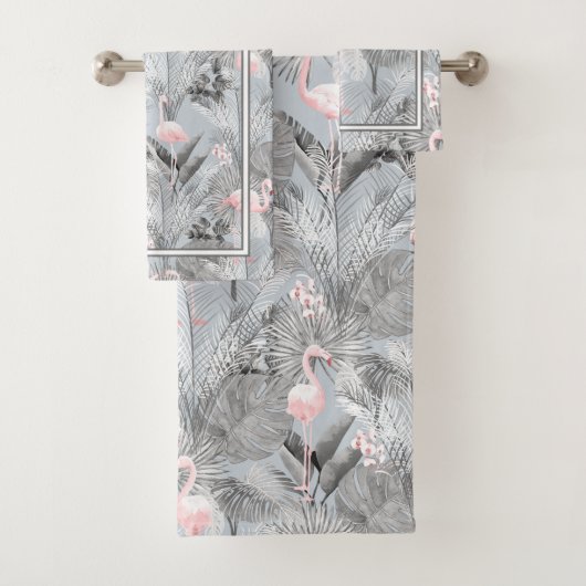 Flamant rose Orchidée Tropical Motif Grey ID868 Ba (En situation)