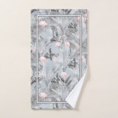 Flamant rose Orchidée Tropical Motif Grey ID868 Ba (Serviette à main)