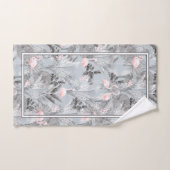 Flamant rose Orchidée Tropical Motif Grey ID868 Ba (Serviette à main)