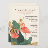 Flamant rose paire Couples douche Invitation (Devant / Derrière)