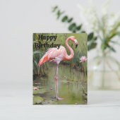 Flamant Rose Peint Dans Un Étang, Carte De Vœux D' (Debout devant)