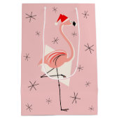 Flamant rose Père Noël Pink sac cadeau moyen (Dos)