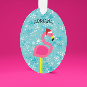 Flamant rose Père Noël Turquoise Tropical Noël